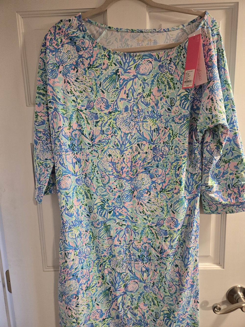 Lilly Pulitzer Pastel Blue, Pink & Green Midi Dress